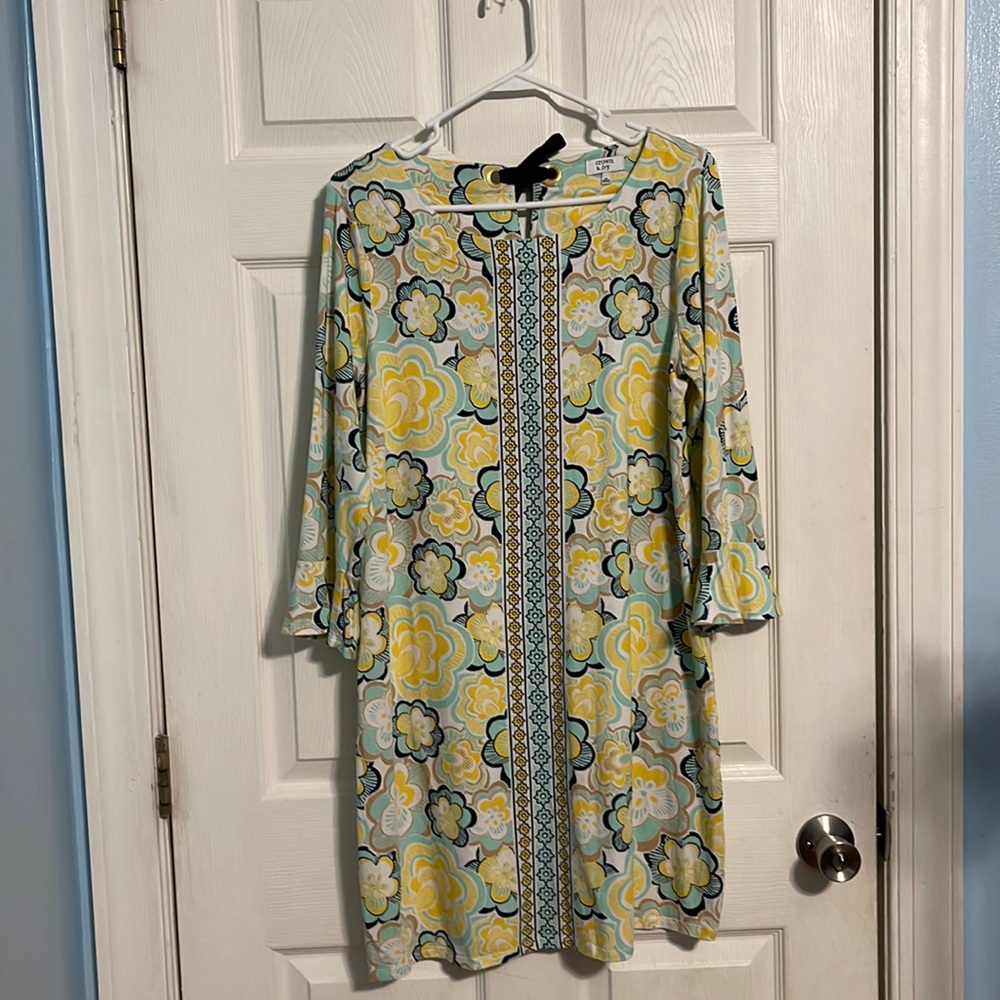 Crown & Ivy Yellow & Navy Floral Dress